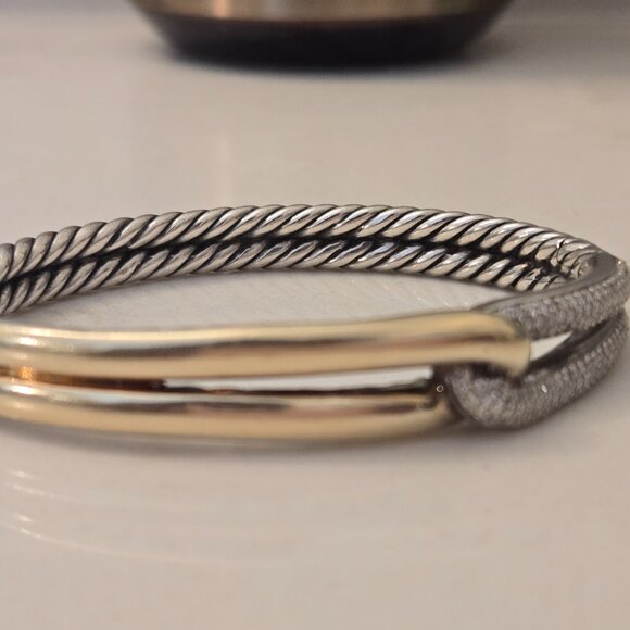Vintage David Yurman Diamond, Gold, and Silver Labyrinth Bracelet - Picture 5 of 9